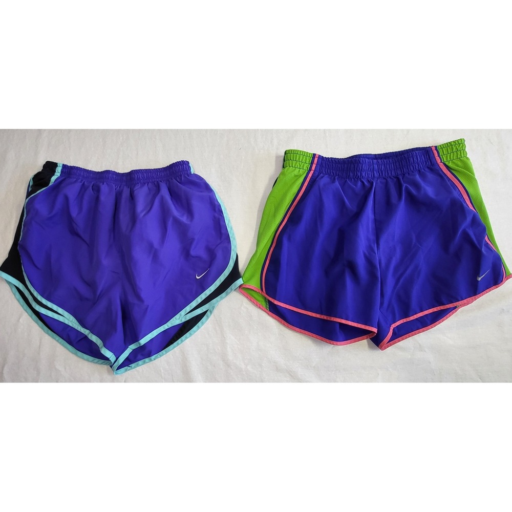 2 Nike Dri-FIT Lined Running Shorts Women Small Purple Multicolor